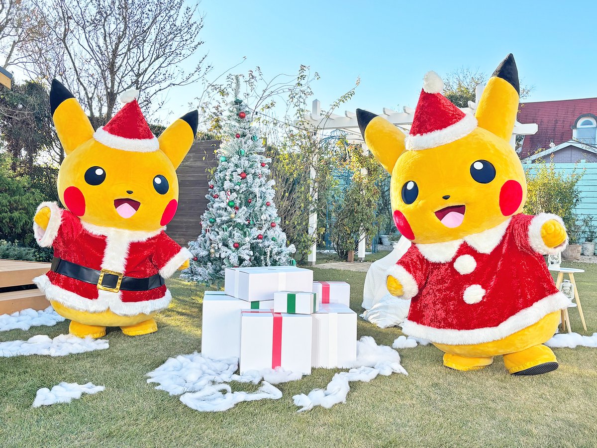 クリスマスツリーとポケモンのイラスト