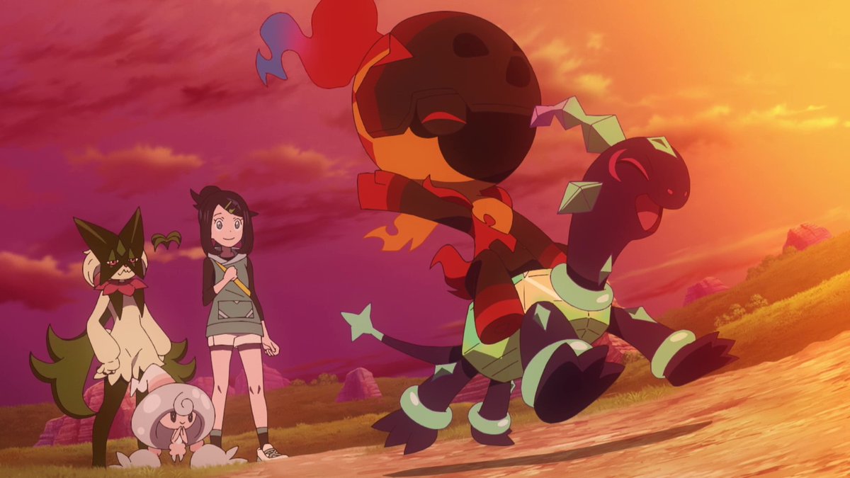 リコとカルボウ、アメジオ再会、コレクレーとカイリューのイラスト