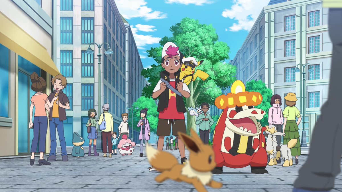 ロイと黄色いルカリオのメガシンカシーン