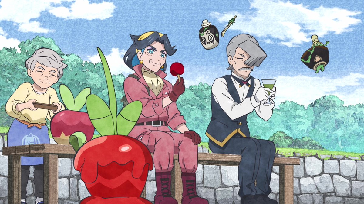 アニポケ第123話のシーン、キビキビパニックの様子