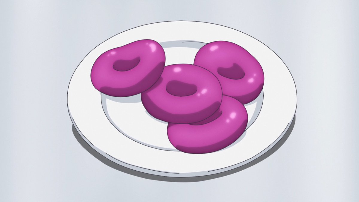 もちを食べるビキビキのコミカルなイラスト