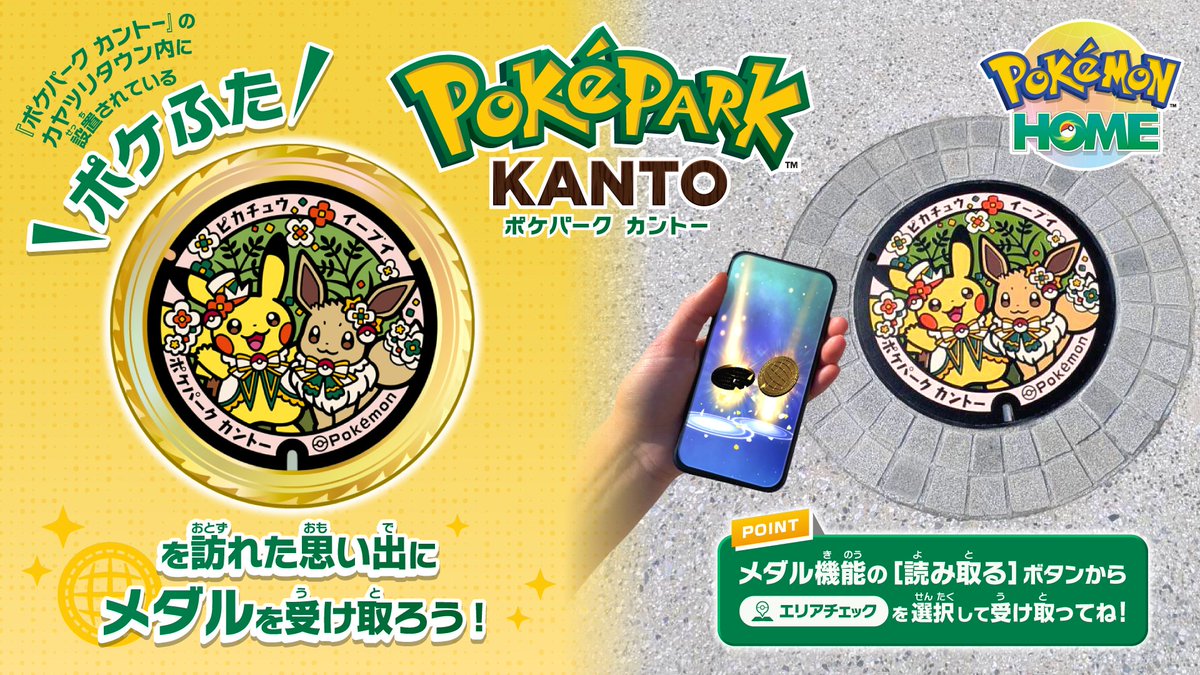 カヤツリタウンのポケふたメダルのイラスト