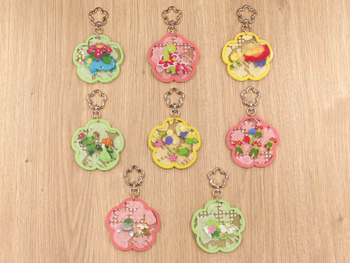 アクリルキーホルダーコレクションみだれざき、お花モチーフのポケモンたち