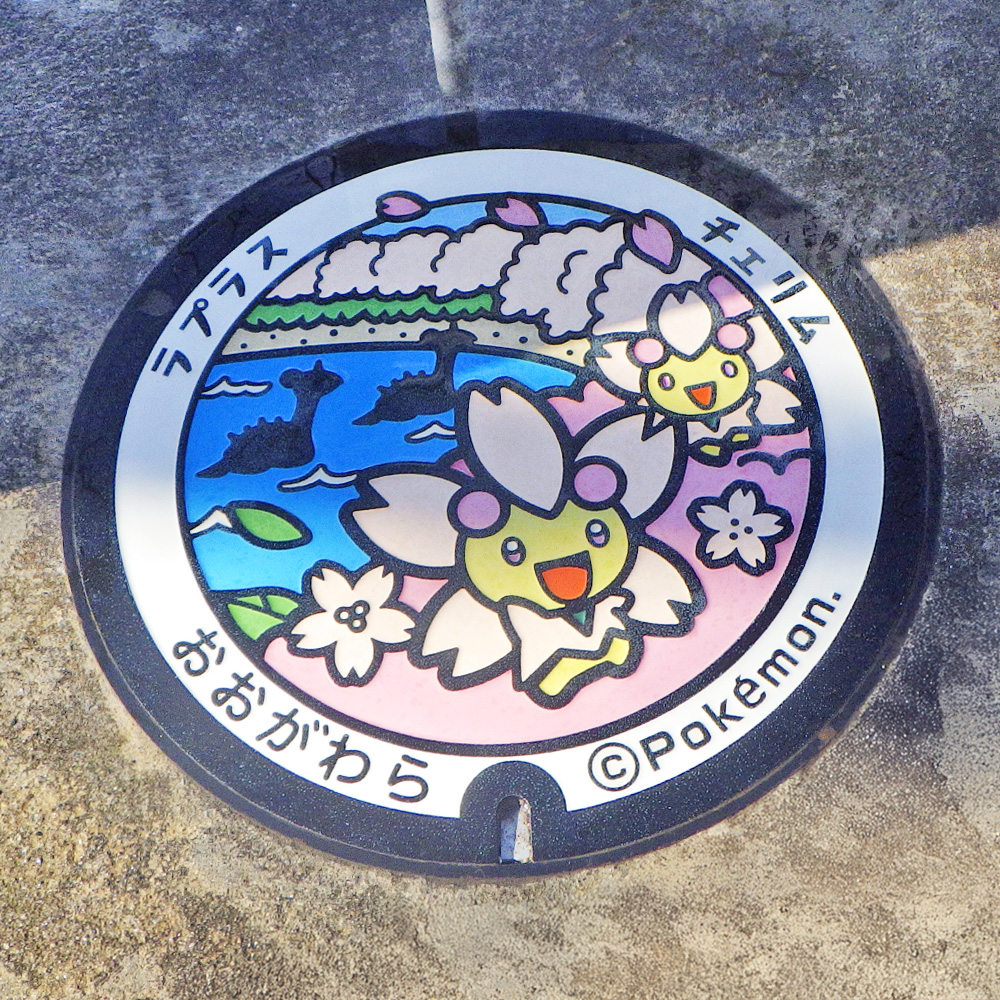 宮城県大河原町のポケふたデザイン、ラプラスとチェリム